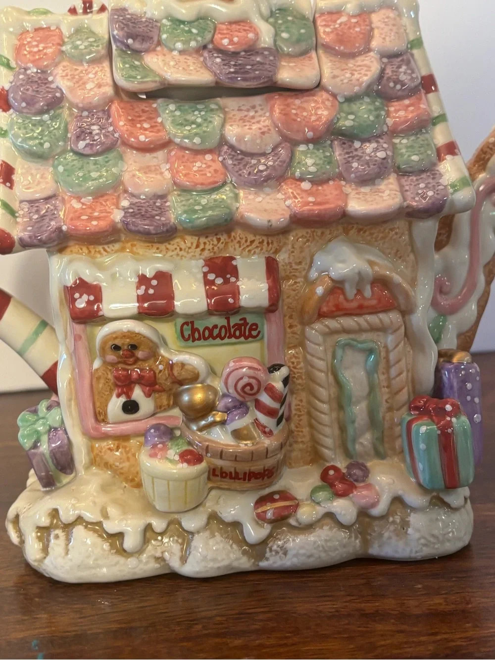 Fitz & Floyd Christmas Candy Land Express CANDY SHOP Teapot No Box EUC
